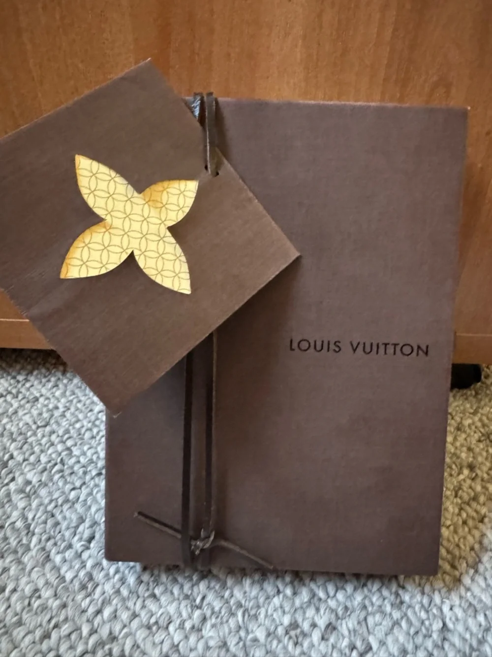 Louis Vuitton Brown Empty Drawer Slide Pull Out Box Ribbon Card 7.5 x 5.5 x 1.5
